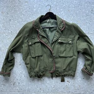 FREE PEOPLE Moss Olive Green Flight Line Bomber Jacket Sz small